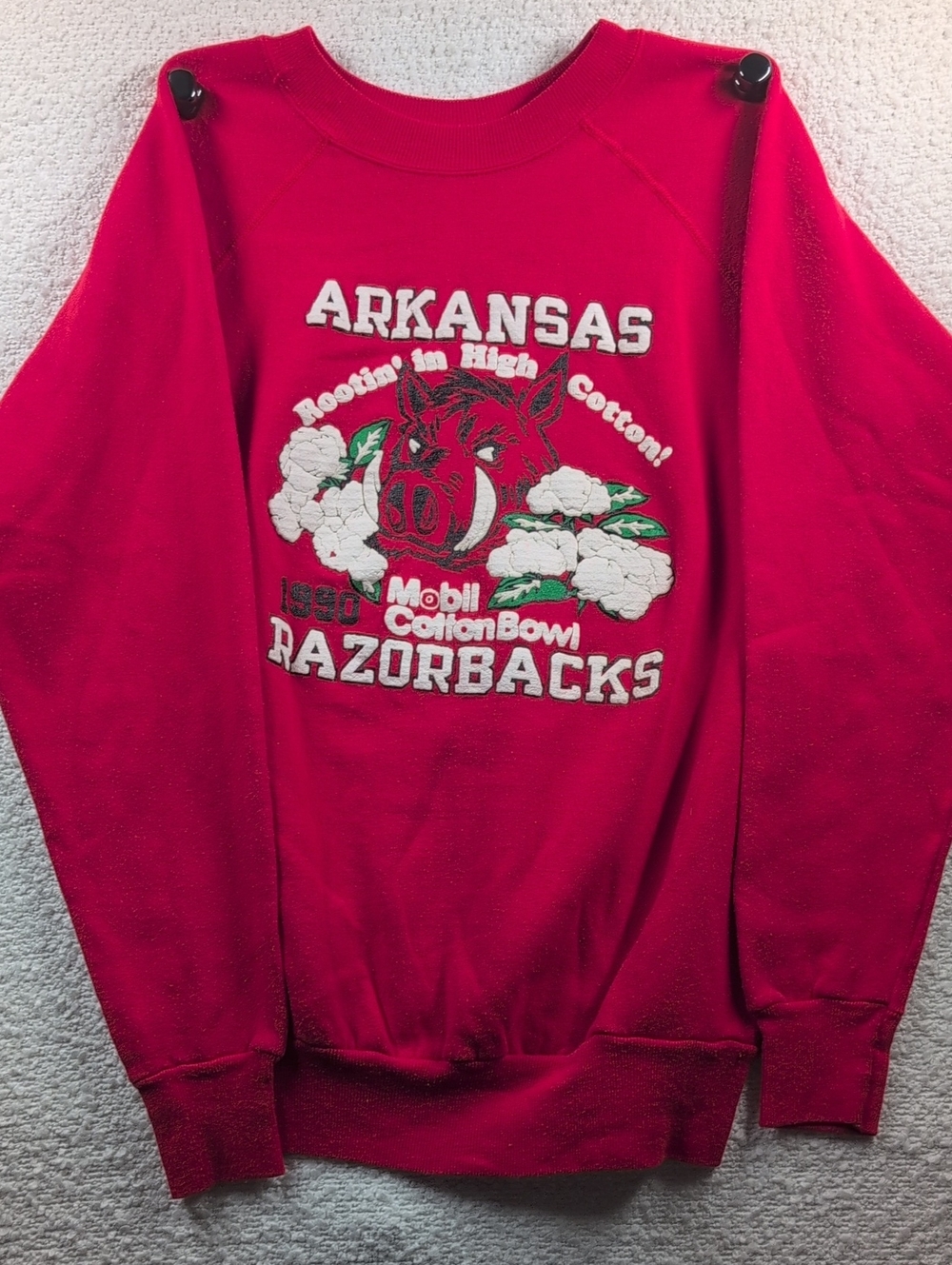 Arkansas Razorbacks Red Cotton Bowl Graphic Sweatshirt 1990 XL